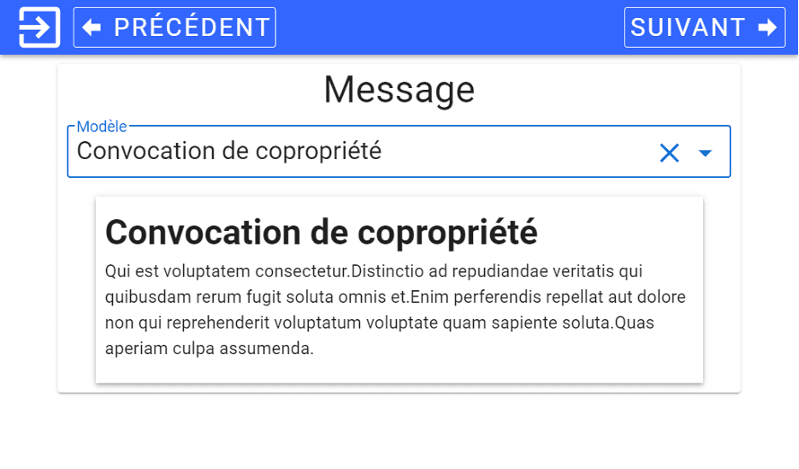 Application My Digital Registered Letter - Ecran message Ecran de configuration My Digital Registered Letter message
